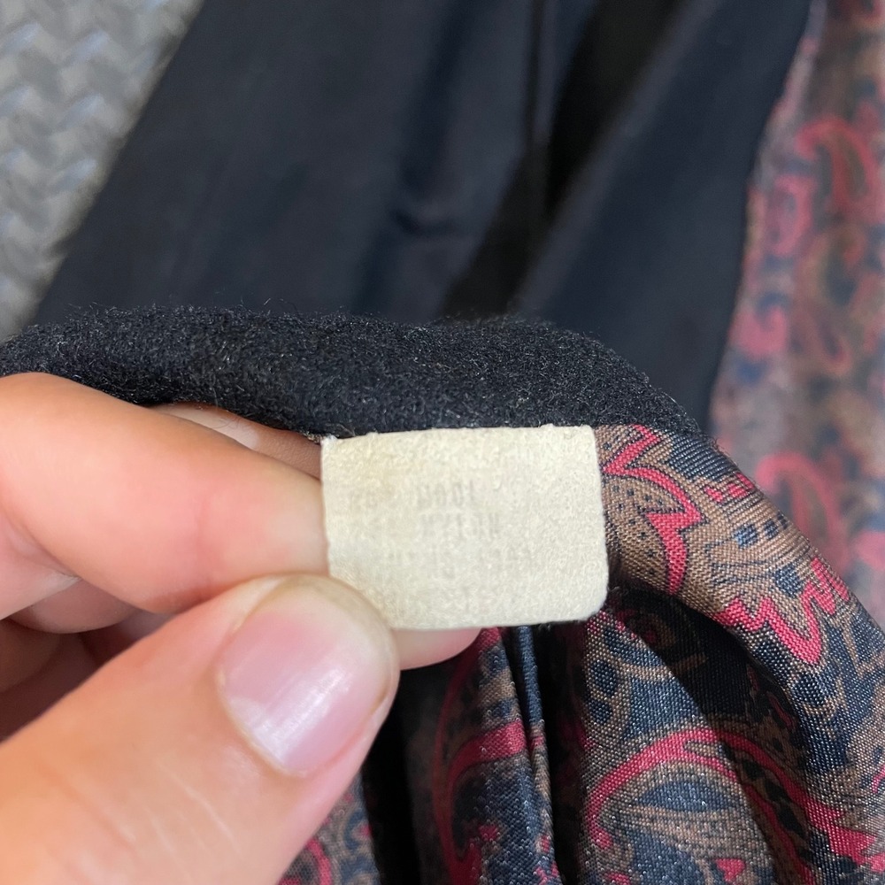 Vintage Lady Suzette Andover Black Wool Long Coat Paisley Lining Made in USA‎ XL - Picture 6 of 9